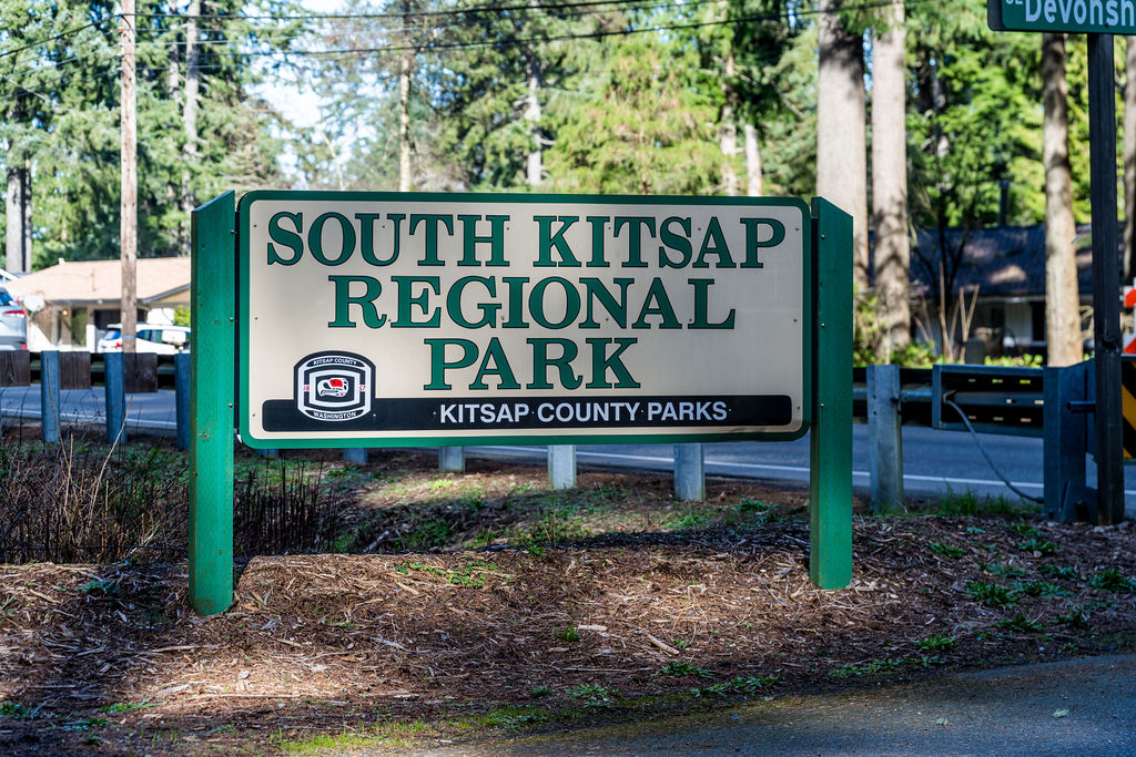 The entrance sign for the South Kitsap Regional Park.