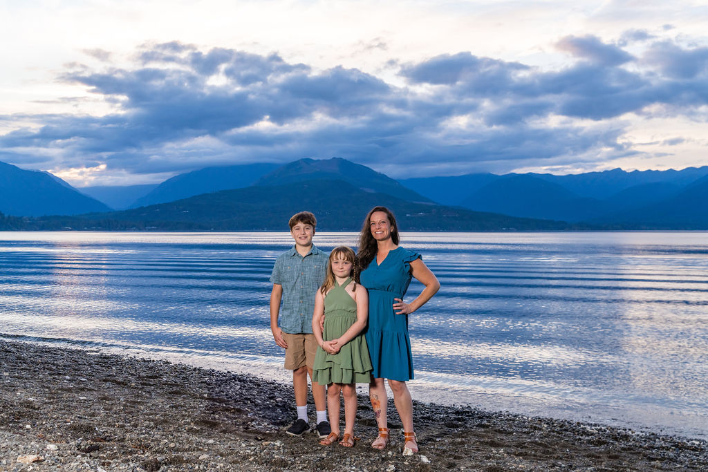 Family Photo in front of Waterfront in Seabeck Scenic Beach State Park