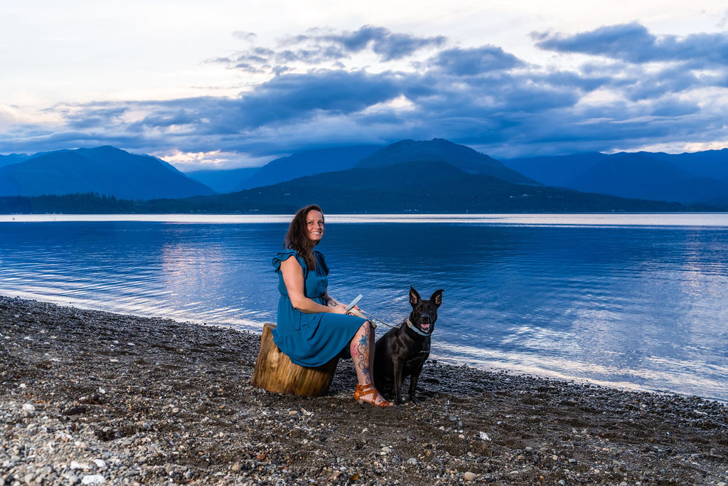 Dog and family portraits at scenic beach state park