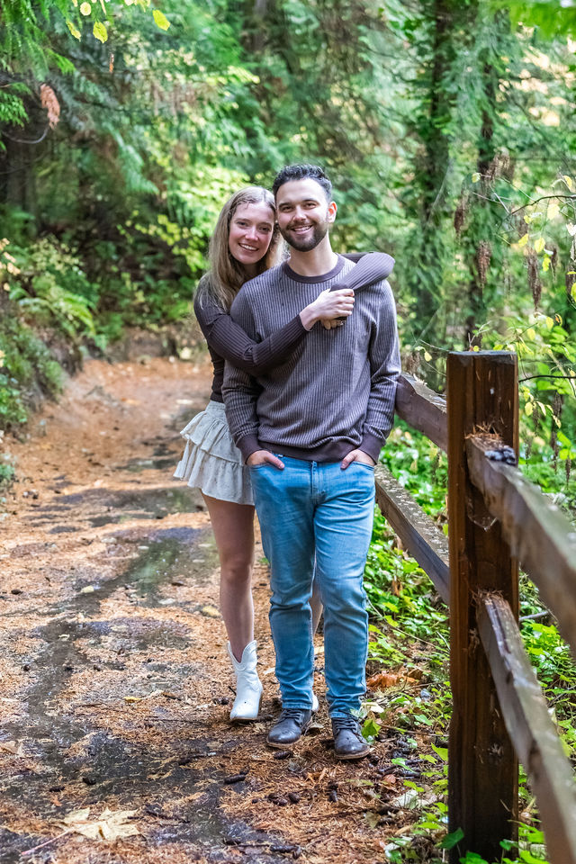 Couple Posing at Manchester State Park in fall.