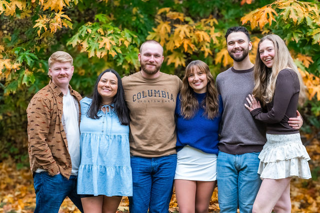 Family portrait at Manchester state park in Fall