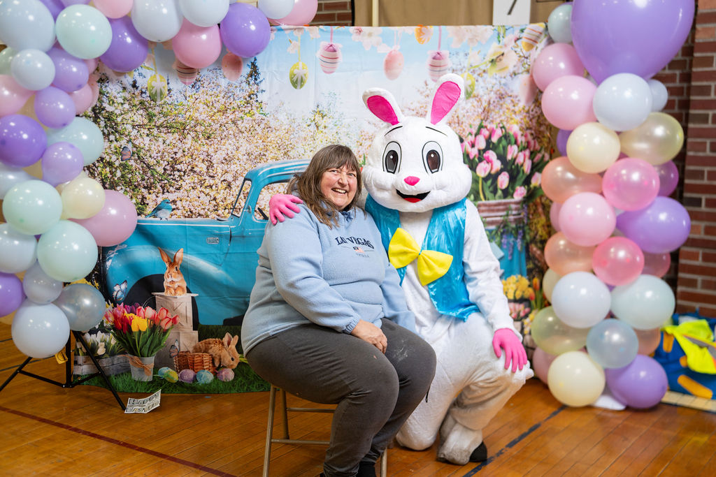 KATHY COLLIER WITH EASTER BUNNY
