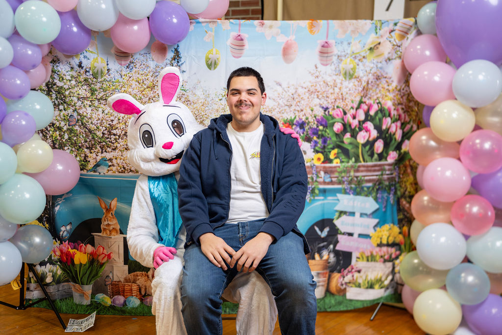 CADET SMILING WITH THE EASTER BUNNY