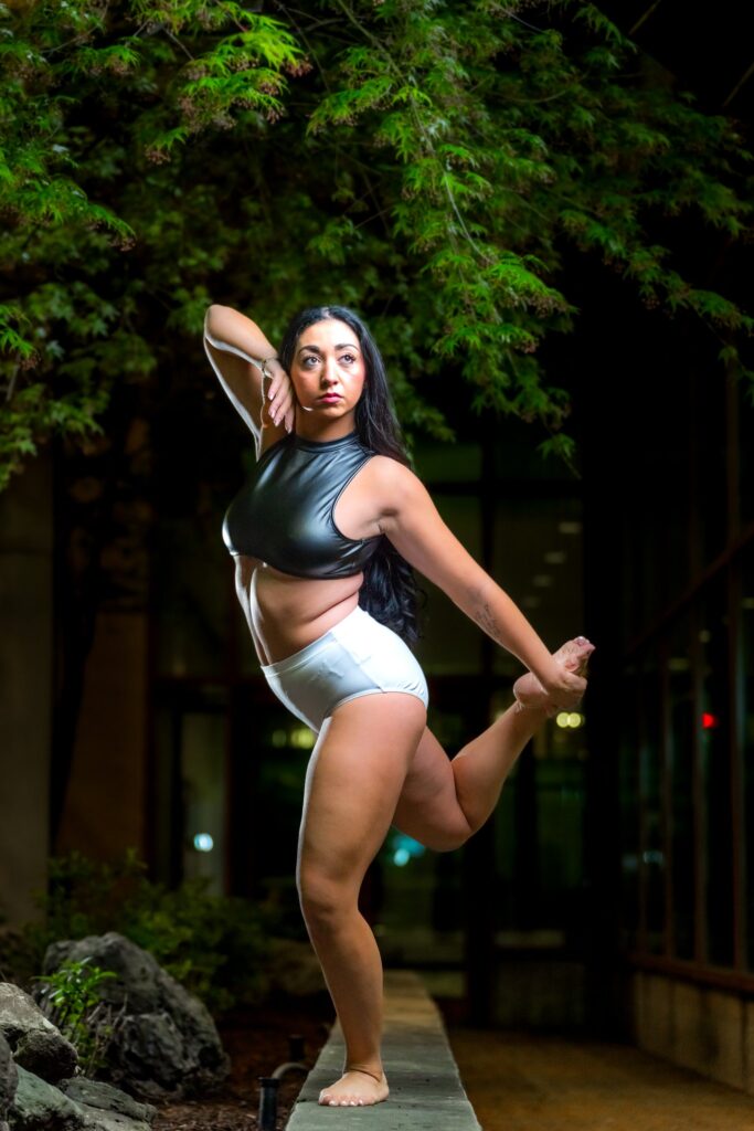 Dancer posed at night in bremerton