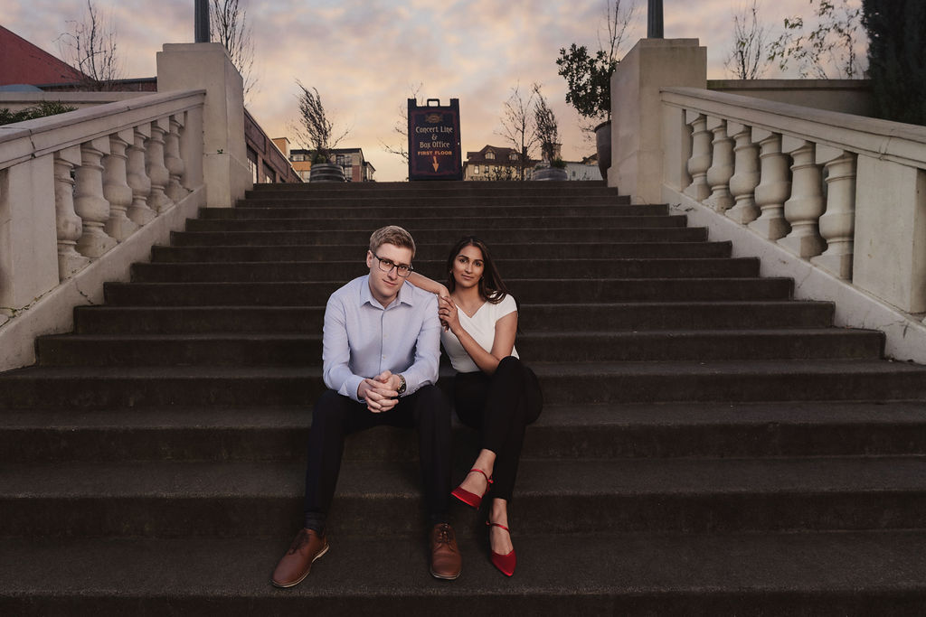 Engagement photoshoot in Tacoma on Spanish steps