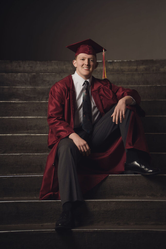 Zach on staircase in south kitsap highschool.
