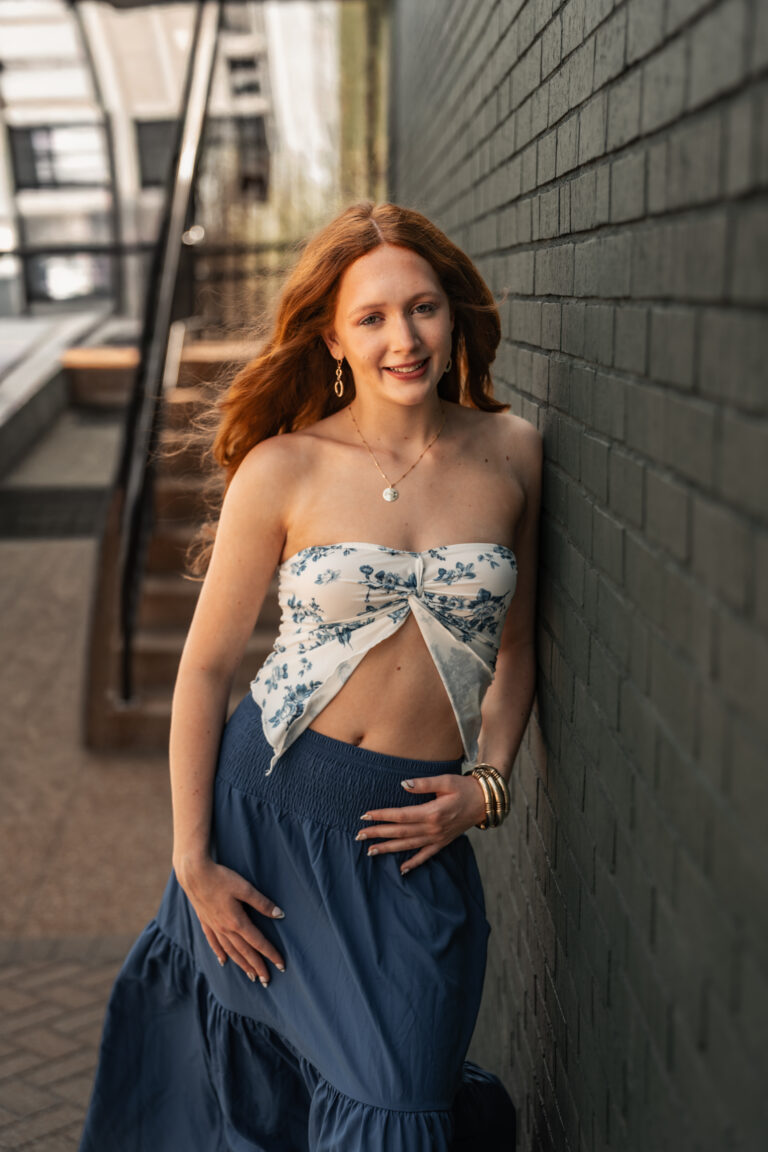 Senior portrait in a soft classic outfit, a timeless senior look