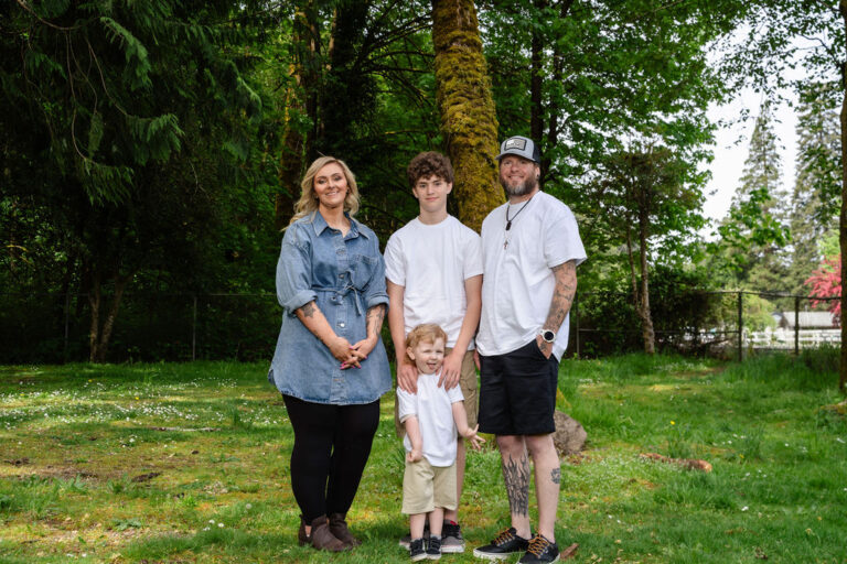 Family among the trees at a Kitsap County park