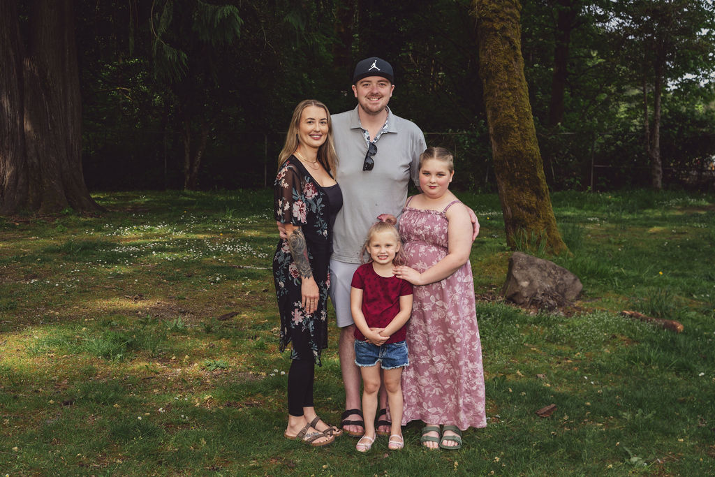 Family of four during an outdoor family session at a Kitsap County park