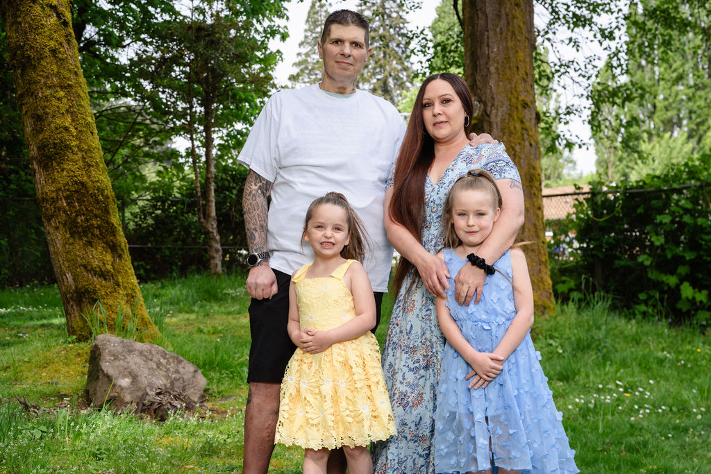 Family of four with their dog during a Kitsap County park session