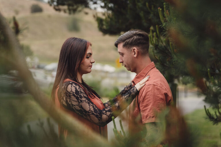 Close up portrait of an engaged couple gazing at each other, Tacoma wedding photography by Nautical Moments Photography