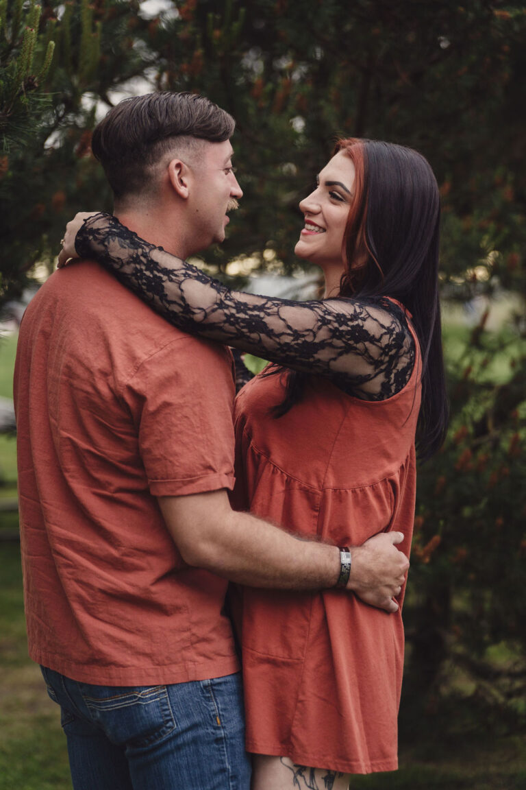 Close up portrait of an engaged couple gazing at each other, Kitsap County wedding photography by Nautical Moments Photography