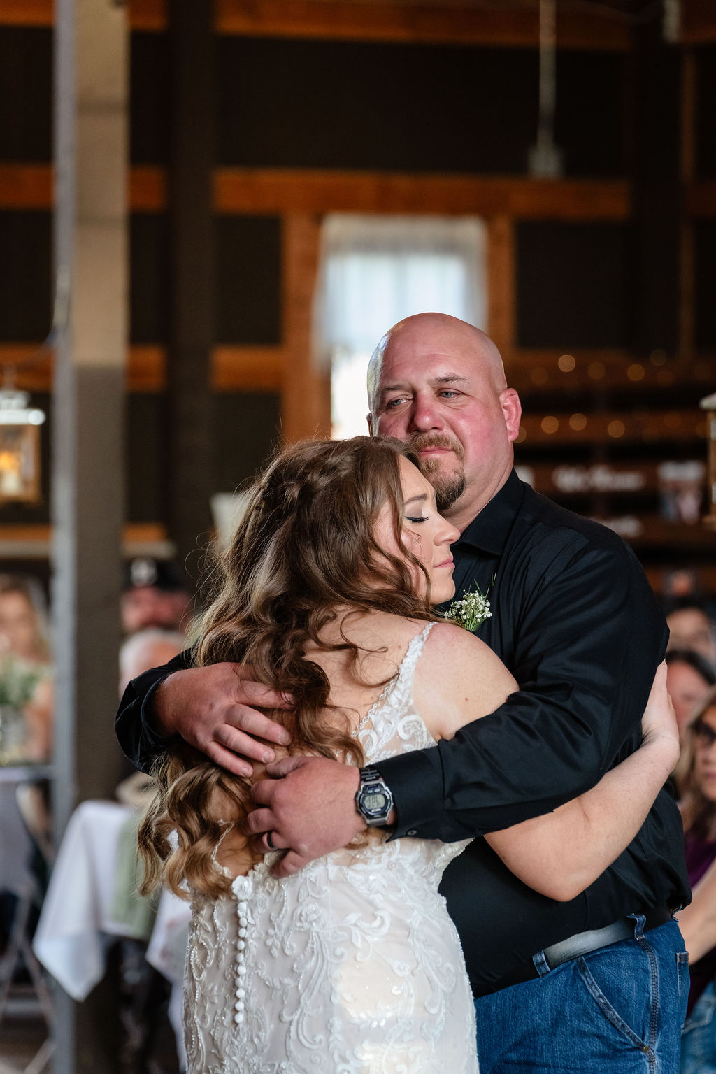 Wedding reception dancing at a barn venue in Washington