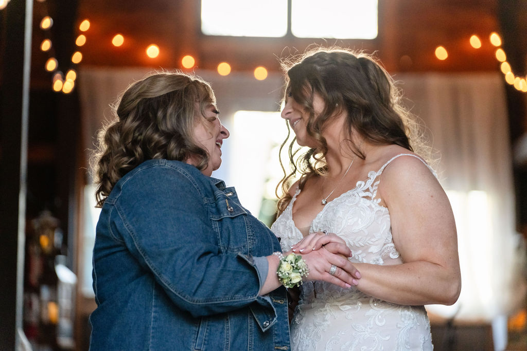 Wedding reception dinner at a Washington barn venue