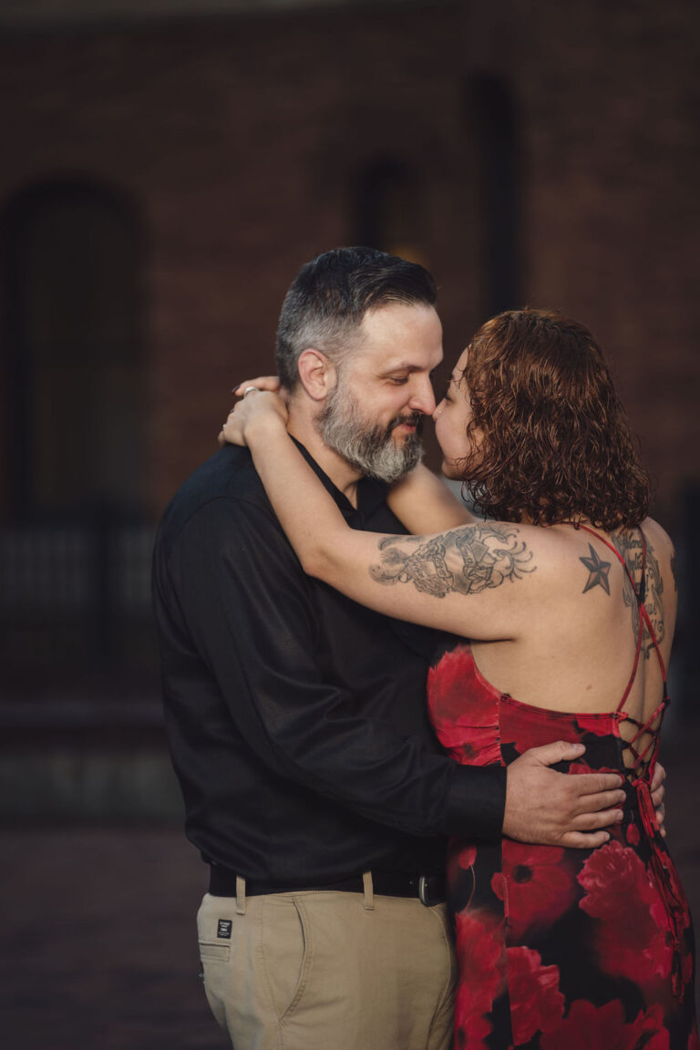 Close up portrait of an engaged couple resting forehead to forehead, Kitsap and Puget Sound wedding photography by Nautical Moments Photography