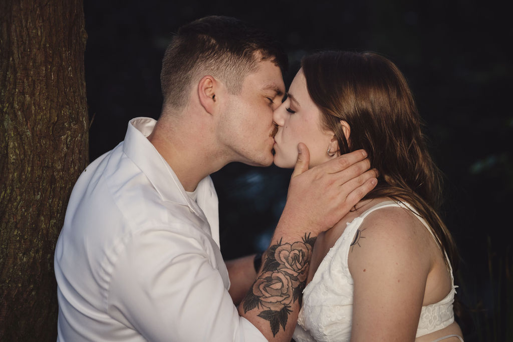 Point Defiance engagement session with rose arbors in the background