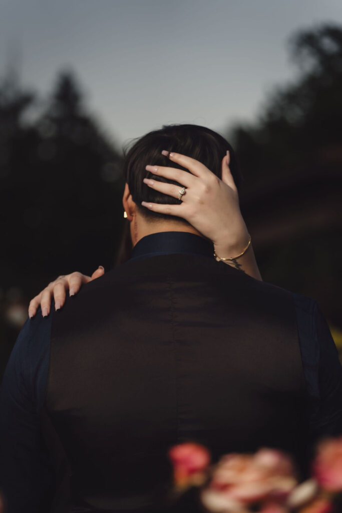 Engagement photos at Point Defiance Rose Garden in Tacoma Washington by Nautical Moments Photography