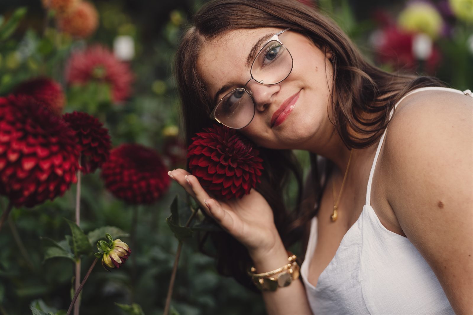 Portraits among the dahlia garden blooms at Point Defiance Park in Tacoma