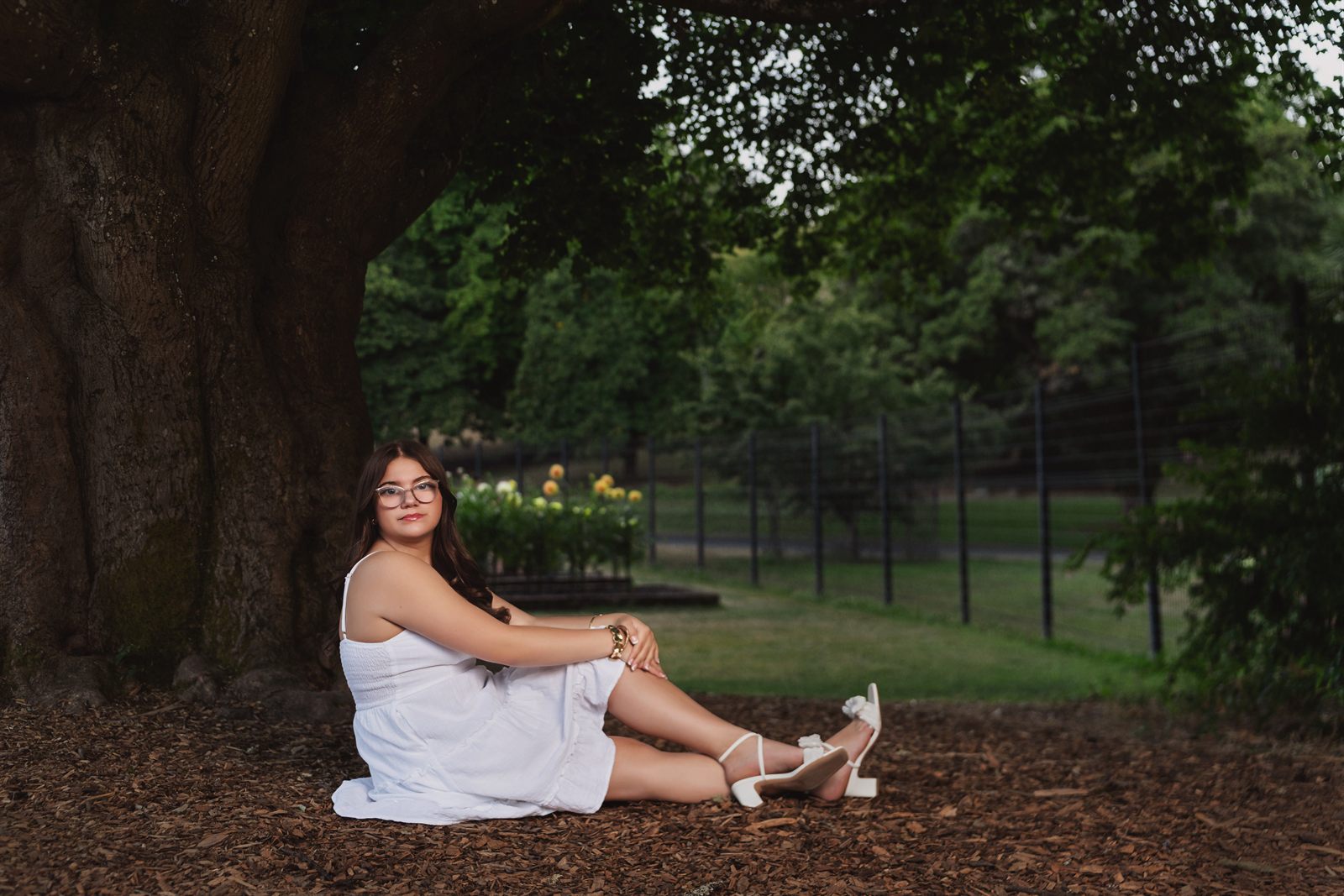 Signature dramatic edit of a portrait beneath the giant tree at Point Defiance Park in Tacoma