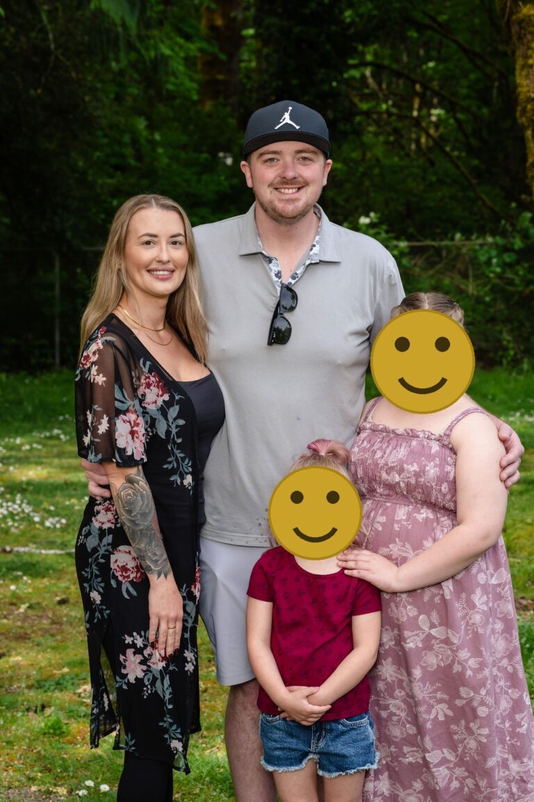 Family of four with two daughters at a Kitsap County park