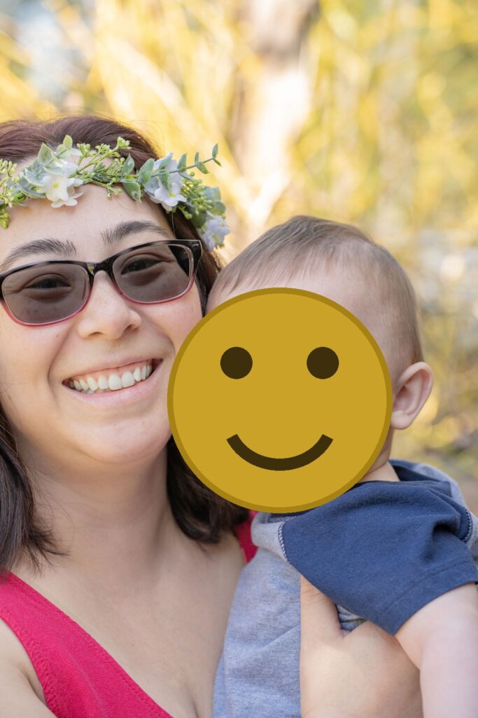 Close portrait of a mother and her baby boy outdoors at a Kitsap County family session