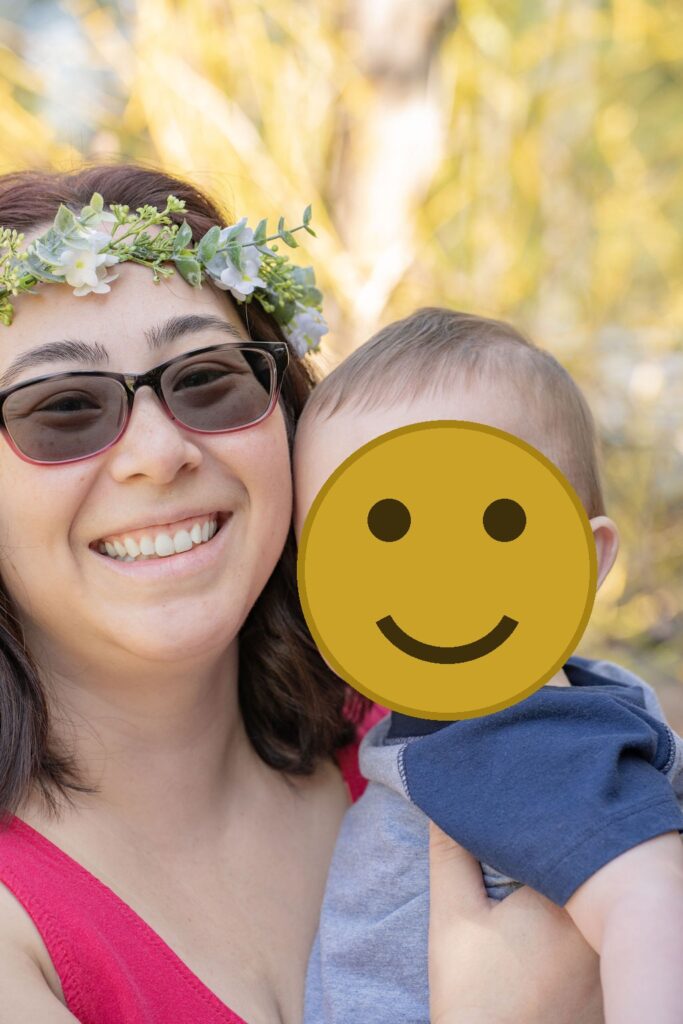 Close portrait of a mother and her baby boy outdoors at a Kitsap County family session