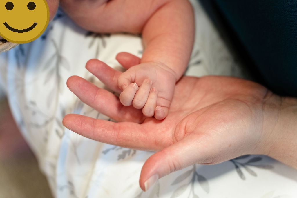 mom and newborn hand in hand. family photos wall art display